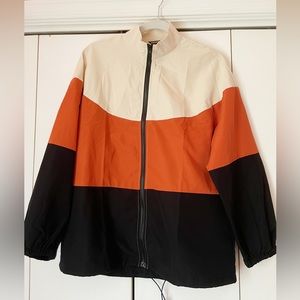 Colorblock Zip Up Windbreaker Shacket